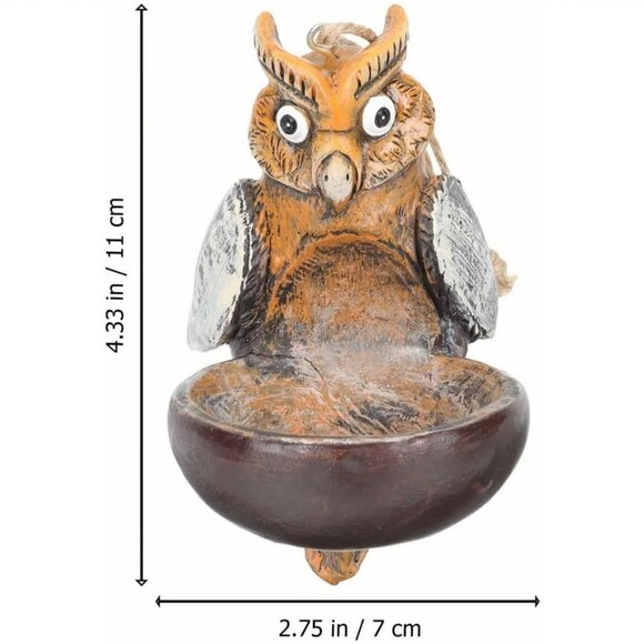 Brown Owl Hanging bird feeder decor - Picture 2 of 3